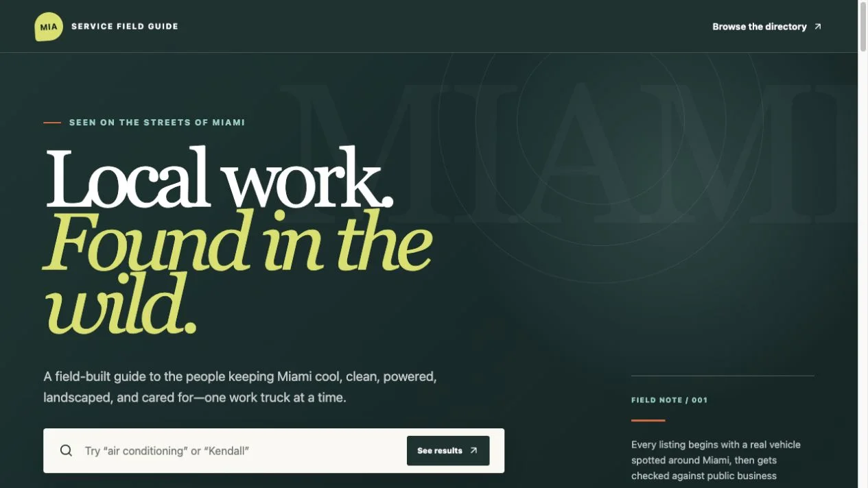 LocalWork Miami service field guide homepage